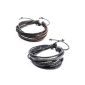 Jirong Jirong 2-Pack Black and Brown Leather Bracelets - adjustable strap - great for men, women, teens, boys, girls SL1 (Jewelry)