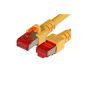 BIGtec 1.5m CAT.6 Ethernet LAN Gigabit network cable patch cable Patch cable yellow sheets and geflechtgeschirmt halogen free PIMF (RJ45, Cat 6, SFTP double shielded, screened foiled twisted pair, 1000 Mbit / s) 2 x RJ45 connectors ideal for switch, DSL connections , patch panels, patch panel, router, modem, Access Point and other devices with RJ45 connection, cable CAT CAT CAT 6 cable CAT6 shielded patch cable SF / UTP (Electronics)