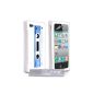 Stylish white and blue Retro Cassette Tape Silicone Gel Cover Case for Apple iPhone 4 / 4S with Display (accessory)