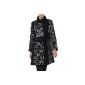 CASPAR - Winter Coat for Women - wool coat with stylish patchwork pattern MADE IN ITALY - black / silver - MTL001 (Clothing)