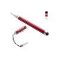 Snuggling 2-in-1 touch screen stylus with integrated ballpoint pen, incl. Connector for the headphones jack of your device, for iPad, iPhone, iPod, Galaxy Tab, Xoom, and other touchscreen devices (red) (Personal Computers)
