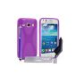 Yousave Accessories Samsung Galaxy Core Plus Case Purple X-Line Silicone Gel Cover with stylus pen and Car Charger (Wireless Phone Accessory)