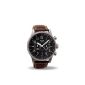 Davis - Watch Aviator 42mm - Chronograph 50M Waterproof - Brown Leather Strap stitched (Watch)