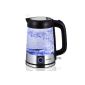 Arendo - Electric kettle stainless-glass with LED interior lighting | stainless-glass frame | STRIX-control | Integrated limescale filter | 1.7 liters | 2200 Watt | automatic shutdown | one-touch closing