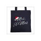 Funny gift bag for Christmas: X-Mas / Mrs. X-MAS - Goodman Design - Christmas motif cotton bag color: navy blue