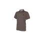 Polo brown / taupe quilted cotton, short sleeves, with a double fine ecru stripe on the collar and the end of sleeves and embroidery Classic All Blacks (Clothing)