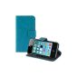Elegant Leather Case for Apple iPhone 4 / 4S with magnetic closure and turquoise kwmobile support function (Wireless Phone Accessory)