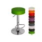 Bar stool - GREEN - rotating 360 ° - with footstool - seat Ø 35 cm - 8 cm thick - adjustable height - chrome and synthetic leather - VARIOUS COLORS