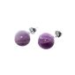 Bella Carina - Dames D'Oreille Push Pearl Earrings With Amethysts - 8 Mm - 925 Sterling Silver (Jewelry)