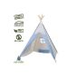 my-teepee tepee for kids, tepee, Made in Germany, naturally organic material, wood rods Aspe, cover 100% cotton Ökotex 100, height 150 cm, with lockable windows, gray / blue with stars (Toys)
