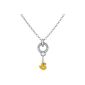 Stainless steel Charms necklace 70 cm with zirconia and Charms ducklings in Velvet Bag (jewelry)