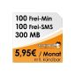 DeutschlandSIM SMART 100 [SIM and Micro-SIM] monthly cancellable (300MB data-Flat, 100 free minutes, 100 free SMS, 5,95 euro / month, 15ct consequence minute price) O2 network *** Only until 20:04. 2014 *** available (accessories)