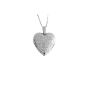 Ijewellery bronze retro with watermark decorative pattern engraved white gold necklace Heart Locket (Jewelry)