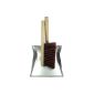 Metal dustpan with wooden broom