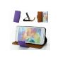 aLLreli® Samsung Galaxy S5 Mini Case Flip Cover Case - Galaxy Mini S5 SM-G800 Leather Case (PU) The Folio Case with Stand Function (Galaxy S5 Mini Leather | Purple) (Electronics)