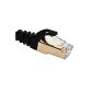 Vandesail ® CAT7 high-speed computer router plated plug STP cable CAT7 RJ45 Ethernet LAN network cable professional gold Headed Network Cable High Speed ​​Premium Quality Cat seven (1 meter black oblate Shielded) (Office supplies & stationery)