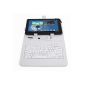 SODIAL (R) leather case + keyboard + media have universal White Color Tablet PC 10 
