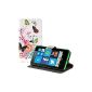 kwmobile® chic leather case for Nokia Lumia 630 with media function.  Reason butterflies White Rose etc.  (Wireless Phone Accessory)