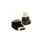 HDMI adapter England Law 90 degrees Cablesson (gold plated 24-carat, v 1.3, v1.4 and v2.0 supported, Full HD) - High Speed ​​- 2160p, 4K2K - Active 3D - Blu-Ray - boxes Canalsat HD TV;  Bein, Orange TV, Freebox, SFR Box and Bbox TV - LED - LCD - HDTV - Black (Electronics)