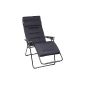 Lafuma LFM3090-6135 upholstered relaxation deck chair, foldable and adjustable Futura Air Comfort XL, acier black (garden products)