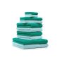 10 pcs.  Premium towel color: emerald green and turquoise, 2 bath towels, 4 towels, 2 guest towels, 2 washcloths * Free Delivery in Germany *