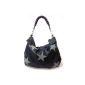 Emy Bag, Stars, Emybag, fab by Fabienne Chapot, Black Cow, Black cowhide leather with gray star appliqués of leather, popular Metro shoppers with star character (Textiles)