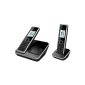Telekom Sinus A206 Duo - analog cordless phone with answering machine and additional handset, 20 min retention time AB, graphic display - black with silver (Electronics)
