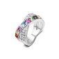 7 Ounces - 'You are my only love' - Ring Women - jewelry - white gold plated alloy - Swarovski Elements Crystal multicolored - Size 53 (Jewelry)