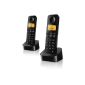 Philips D2102B / FR Cordless telephone 2 Duo combined with Speaker Black (Electronics)
