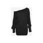 new ladies plus size loose bat shoulder long sleeve dress remains top (36/38, Black) (Clothing)