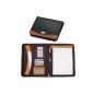 Writing Case A4 - Conference folder with zipper / Calculator & Block - (bonded leather) - brown / black (Office supplies & stationery)