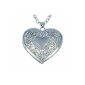 FJ839 TOC - Silver plated engraved heart locket on a 45cm long chain (jewelry)