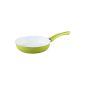 Ceramic pan, Ø 28 cm, green, with round edge design and pouring rim (household goods)