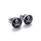 Konov Jewelry Earrings Men Earrings - Ear Studs - Pirate Skull - Gothic Skull Devil Biker - Stainless Steel - Men - Color Black Silver - With Gift Bag - F21518 (Jewelry)