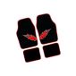 FUM836 - floor mats Set doormat Autoteppich Black / Red Flame 4 pieces