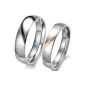 JewelryWe jewelery 1 pair of stainless steel LOVE Heart Partner rings Friendship Rings Wedding Rings Wedding Rings Engagement rings band, Black Gold Silver, with gift bag (Please enter the ring sizes in the gift message or directly send email) (Jewelry)