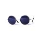 Subke 8058 retro style sunglasses with round lenses and hinge spring (Clothing)