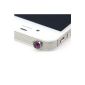 kwmobile® dust and dirt protection DIAMOND BUTTON VIOLET for the audio output.  Suitable for Samsung Galaxy S3 i9300 S4 i9500 Note 2 N7100 mini i8190 S2 i9100 / Apple iPhone 5 4S 4 3GS / HTC Desire One M7 Sony Xperia and other devices with 3.5 mm jack (Wireless Phone Accessory)