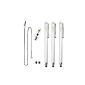 Three iKross Universal Capacitive Stylus with Rope, Clip Pen and Replacement Tips - Silver (Wireless Phone Accessory)