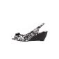 Women's shoes, pumps, sandals SANDALS WEDGE, 4587, textile and synthetic in high quality patent leather look, black, size 39 (textiles)