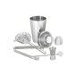 mumbi Cocktail Mixers Bar Set in brushed stainless steel design / 5 pieces: shaker, strainer, measuring cups, spoons, tongs (household goods)