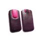 Emartbuy® Value Pack for Samsung Galaxy S4 Mini I9190 Purple / Hot Pink Premium Leather Pouch Pu Make Slide / Case / Sleeve / Holder (Size 3XL) With Sofa Mechanism Tab + Compatible Micro USB Car Charger + Screen Protector Lcd (Electronics )