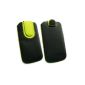 Emartbuy ® Black / Green Prime Slides To Pu Leather Pouch / Case / Sleeve / Holder (Size 3XL) With A Mechanism of Pull Suitable For Samsung Galaxy S3 SIII I9300 (Electronics)