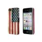 Hard case retro pattern flags (USA) for Apple iPhone 4 / 4S - by kwmobile (Wireless Phone Accessory)