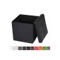 Cube stool with upholstered seat - Black - Safe foldable storage ottoman - 42 x 42 x 42 cm (W x H) - synthetic leather - VARIOUS COLORS