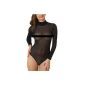 Kefali Transparent Body Women Body long sleeve high collar Black (Textiles)