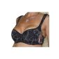 Underwire bra black 70 75 80 85 90 95 CDEFGH with relieving carriers (Textiles)