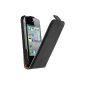 HQ-CLOUD Leather Case Cover for Apple iPhone 4 / 4G / 4S - Black - Offered a Film (Electronics)