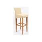Barstool artificial leather Solid oak wood painted with back and kick protection 5449 (cream)