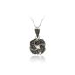 Luxurious Love Knot Pendant with black diamond accent, sterling silver (jewelery)